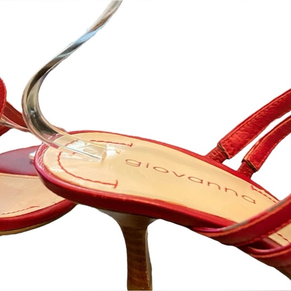 Vintage Y2K Giovanni Red Leather Kitten Heel Women's Mules Sandals Size 7 - Picture 7 of 8